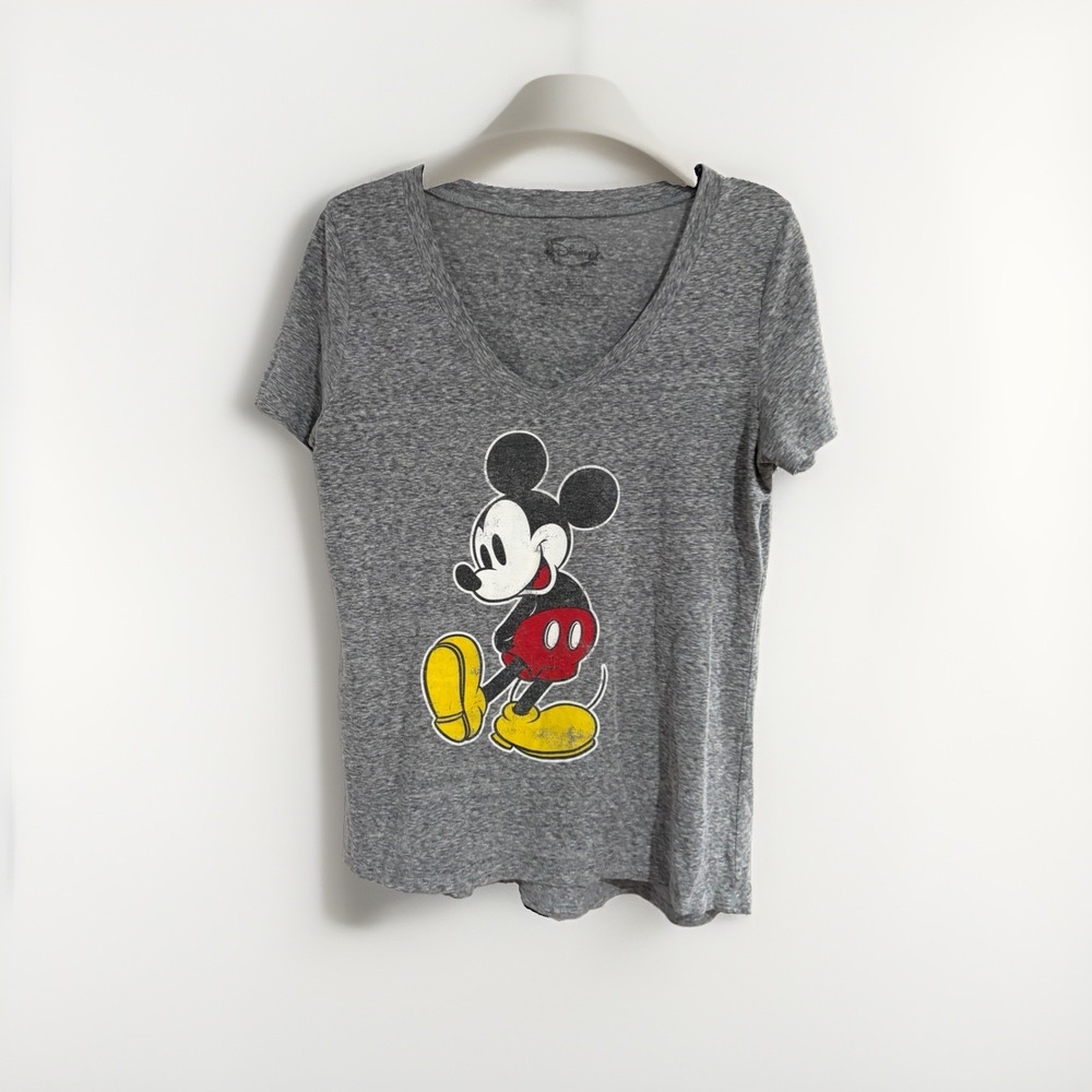 Disney vintage classic MICKEY MOUSE gray tshirt top retro Medium LARGE W101